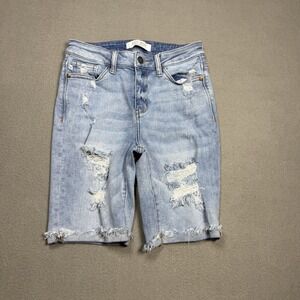 Judy Blue Bermuda Denim Shorts Womens Small (25x9) Distressed Highrise Skinny